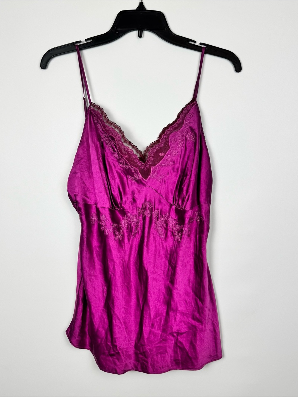 Silky Lace-Trim Fuchsia Cami